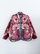 Load image into Gallery viewer, One-of-a-Kind: Burgundy and Cream Floral Ukrainian Blanket Flora Jacket (L)
