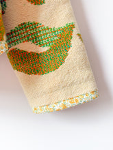 Load image into Gallery viewer, One-of-a-Kind: Green and Tan Floral Ukrainian Blanket Hooded Flora Jacket (S)