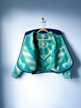 Load image into Gallery viewer, One-of-a-Kind: Kelly Green Floral Ukrainian Wool Blanket Flora Jacket (S)