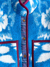 Load image into Gallery viewer, One-of-a-Kind: Blue Floral Wool Blanket Flora Jacket (S)