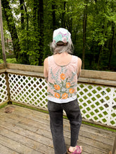 Load image into Gallery viewer, One-of-a-Kind: Vintage Peachy Floral Tablecloth Pearl Snap Tank (M)