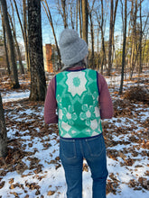 Load image into Gallery viewer, One-of-a-Kind: Colorblock Floral Wool Blanket Snap Front Vest (XS)
