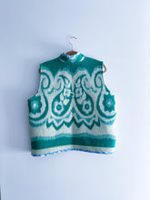 Load image into Gallery viewer, One-of-a-Kind: Green Floral Paisley Wool Blanket Vest (L-XL)