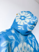 Load image into Gallery viewer, One-of-a-Kind: Blue Floral Ukrainian Blanket Hooded Flora Jacket (S)