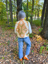 Load image into Gallery viewer, One-of-a-Kind: Geometric Floral Wool Blanket Vest (XS-M)