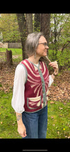 Load image into Gallery viewer, One-of-a-Kind: Ukrainian Vintage Raspberry Blanket Snap Front Vest (M)