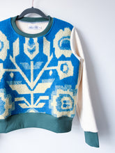 Load image into Gallery viewer, One-of-a-Kind: Blue Floral Ukrainian Blanket Pullover (M)