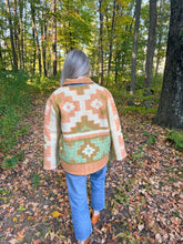 Load image into Gallery viewer, One-of-a-Kind: Geometric Floral Wool Blanket Chore Coat (M)