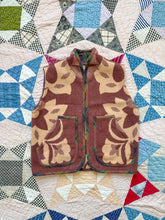 Load image into Gallery viewer, One-of-a-Kind: Brown and Tan Floral Vintage Blanket Vest (XS-M)