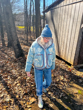 Load image into Gallery viewer, One-of-a-Kind: Golden Dawn Wool Blanket Hooded Flora Jacket (M)