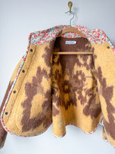 Load image into Gallery viewer, One-of-a-Kind: Brown and Tan Floral Ukrainian Blanket Flora Jacket (S)
