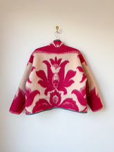 Load image into Gallery viewer, One-of-a-Kind: Burgundy Floral Ukrainian Blanket Flora Jacket (M)