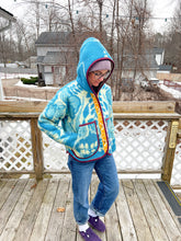 Load image into Gallery viewer, One-of-a-Kind: Ukrainian Floral Wool Blanket Hooded Flora Jacket (M)