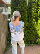 Load image into Gallery viewer, One-of-a-Kind: Hollyhock Vintage Tablecloth Pearl Snap Tank (M)