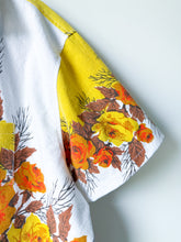 Load image into Gallery viewer, One-of-a-Kind: Vintage Autumn Rose Tablecloth Shaftsbury Shirt (L)