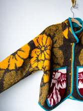 Load image into Gallery viewer, One-of-a-Kind: Colorblock Floral Wool Blanket Flora Jacket (M)