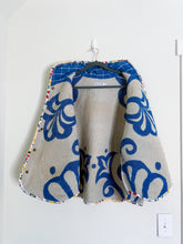 Load image into Gallery viewer, One-of-a-Kind: Blue Seashell Ukrainian Blanket Hooded Flora Jacket (L)