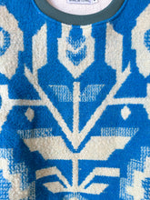 Load image into Gallery viewer, One-of-a-Kind: Blue Floral Ukrainian Blanket Pullover (M)