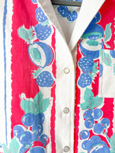 Load image into Gallery viewer, One-of-a-Kind: Tutti Blue Frutti Vintage Tablecloth Shaftsbury Shirt (S)