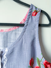 Load image into Gallery viewer, One-of-a-Kind: Vintage Rose Tablecloth Pearl Snap Tank (S)