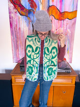Load image into Gallery viewer, One-of-a-Kind: Green Floral Paisley Wool Blanket Vest (L-XL)