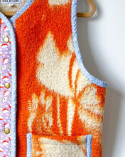 Load image into Gallery viewer, One-of-a-Kind: Tangerine Floral Wool Blanket Snap Front Vest (M)
