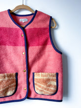 Load image into Gallery viewer, One-of-a-Kind: Hudson Bay Blanket Wool Blanket Snap Front Vest (L)