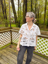 Load image into Gallery viewer, One-of-a-Kind: Antique Cutwork Embroidery Shaftsbury Shirt (M)