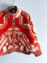 Load image into Gallery viewer, One-of-a-Kind: Orange Floral Wool Blanket Flora Jacket (M)