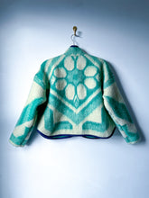 Load image into Gallery viewer, One-of-a-Kind: Kelly Green Floral Ukrainian Wool Blanket Flora Jacket (S)