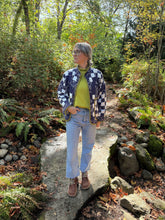 Load image into Gallery viewer, One-of-a-Kind: Indigo Floral Irish Chain Flora Jacket (L)