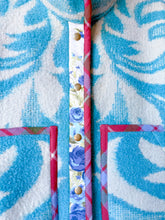 Load image into Gallery viewer, One-of-a-Kind: Bright Blue Floral Ukrainian Blanket Flora Jacket (M)