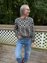 Load image into Gallery viewer, One-of-a-Kind: Black and Cream Coverlet Pullover (L)