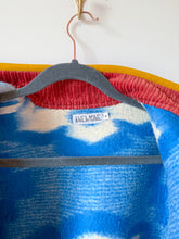 Load image into Gallery viewer, One-of-a-Kind: Blue Floral Wool Ukrainian Blanket Flora Jacket (L)