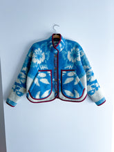 Load image into Gallery viewer, One-of-a-Kind: Blue Floral Wool Blanket Flora Jacket (S)
