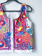 Load image into Gallery viewer, One-of-a-Kind: Vintage Tutti Fruitti Tablecloth Pearl Snap Tank (S)