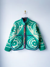 Load image into Gallery viewer, One-of-a-Kind: Green Floral Ukrainian Blanket Flora Jacket (S)