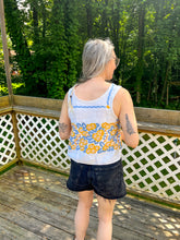 Load image into Gallery viewer, One-of-a-Kind: Vintage Linen Tablecloth Turnaround Tank (S)