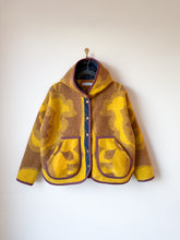 Load image into Gallery viewer, One-of-a-Kind:Mustard and Chartreuse Floral Ukrainian Blanket Hooded Flora Jacket (M)