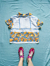 Load image into Gallery viewer, One-of-a-Kind: Vintage Linen Tablecloth Shaftsbury Shirt (S)