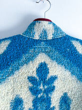 Load image into Gallery viewer, One-of-a-Kind: Blue Floral Wool Blanket Flora Jacket (S)