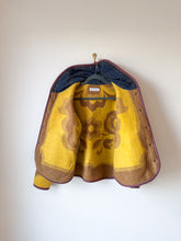 Load image into Gallery viewer, One-of-a-Kind:Mustard and Chartreuse Floral Ukrainian Blanket Hooded Flora Jacket (M)