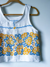 Load image into Gallery viewer, One-of-a-Kind: Vintage Linen Tablecloth Turnaround Tank (S)