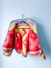 Load image into Gallery viewer, One-of-a-Kind: Geometric Ukrainian Blanket Hooded Flora Jacket (M)