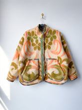 Load image into Gallery viewer, One-of-a-Kind: Green and Orange woven Floral Ukrainian Blanket Flora Jacket (L)