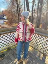 Load image into Gallery viewer, One-of-a-Kind: Burgundy Floral Ukrainian Blanket Flora Jacket (M)