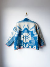 Load image into Gallery viewer, One-of-a-Kind: Blue Floral Ukrainian Blanket Flora Jacket (L)
