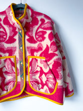Load image into Gallery viewer, One-of-a-Kind: Fuchsia Floral Ukrainian Wool Blanket Flora Jacket (M)