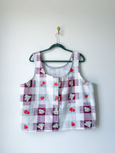 Load image into Gallery viewer, One-of-a-Kind: Vintage Strawberry Picnic Tablecloth Pearl Snap Tank (L)