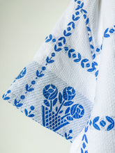 Load image into Gallery viewer, One-of-a-Kind: Blue Basket Vintage Tablecloth Shaftsbury Shirt (L)